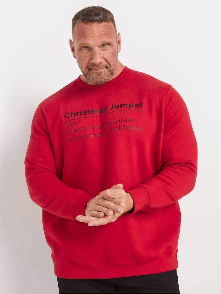 BadRhino Big & Tall Red Christmas Crew Neck Sweatshirt - Image 1 of 3