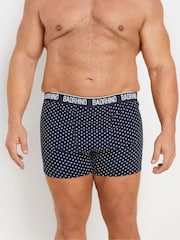 BadRhino Big & Tall Navy Blue Stripe & Spot Trunks 3 Pack - Image 2 of 8