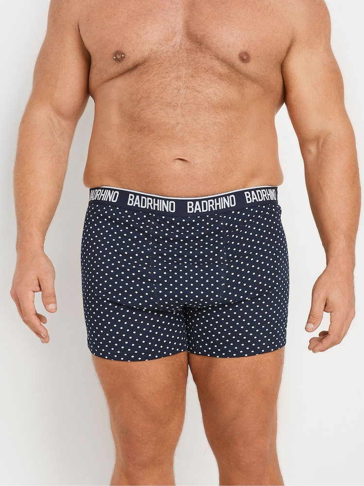 BadRhino Big & Tall Navy Blue Stripe & Spot Trunks 3 Pack - Image 2 of 8