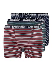 BadRhino Big & Tall Navy Blue Stripe & Spot Trunks 3 Pack - Image 4 of 8