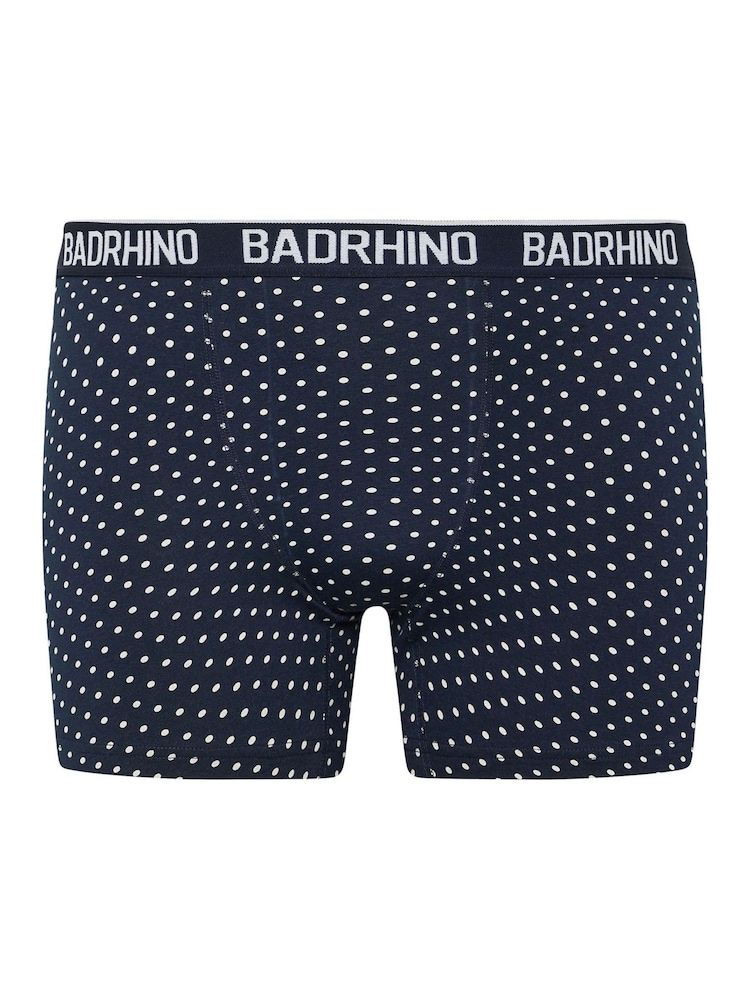 BadRhino Big & Tall Navy Blue Stripe & Spot Trunks 3 Pack - Image 8 of 8