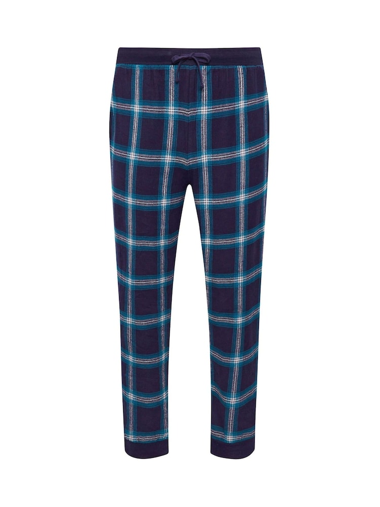 BadRhino Big & Tall Blue 100% Cotton Checked Cuffed Pyjama Bottoms - Image 1 of 2