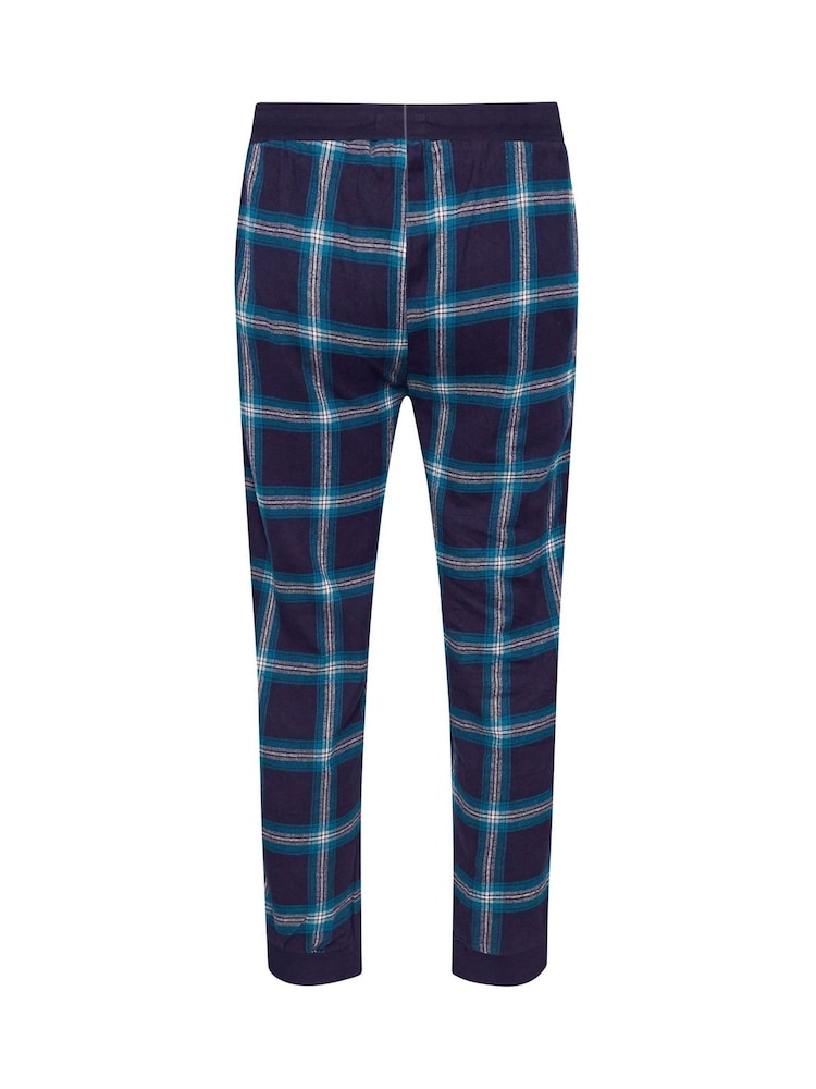 BadRhino Big & Tall Blue 100% Cotton Checked Cuffed Pyjama Bottoms - Image 2 of 2