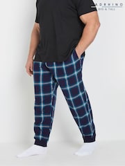 BadRhino Big & Tall Blue 100% Cotton Checked Cuffed Pyjama Bottoms - Image 1 of 8