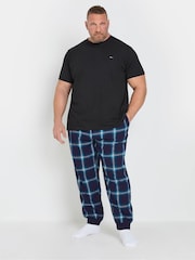 BadRhino Big & Tall Blue 100% Cotton Checked Cuffed Pyjama Bottoms - Image 3 of 8