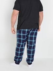 BadRhino Big & Tall Blue 100% Cotton Checked Cuffed Pyjama Bottoms - Image 5 of 8