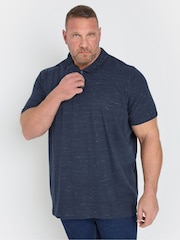 BadRhino Big & Tall Blue 100% Cotton Marl Polo Shirt - Image 1 of 5