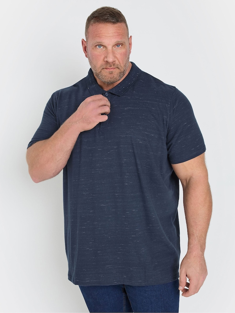 BadRhino Big & Tall Blue 100% Cotton Marl Polo Shirt - Image 1 of 5