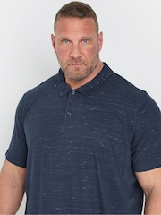 BadRhino Big & Tall Blue 100% Cotton Marl Polo Shirt - Image 3 of 5