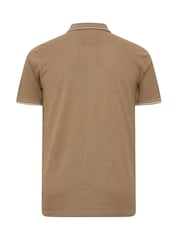 BadRhino Big & Tall Natural 100% Cotton Textured Tipped Polo Shirt - Image 3 of 3