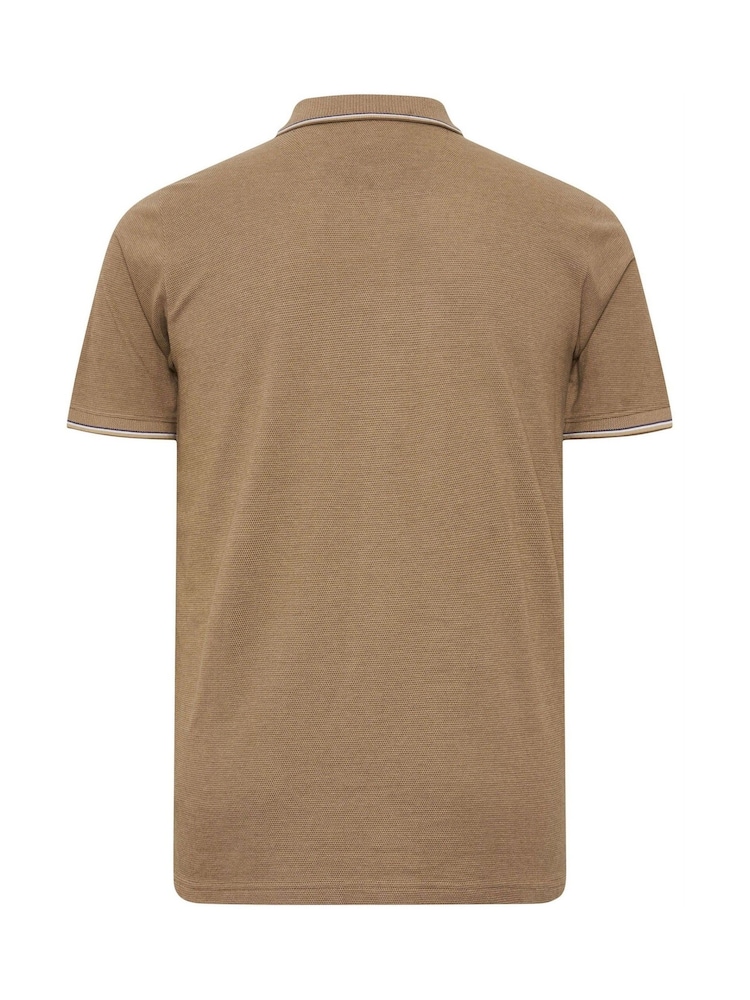 BadRhino Big & Tall Natural 100% Cotton Textured Tipped Polo Shirt - Image 3 of 3