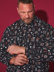 BadRhino Big & Tall Black Outline Christmas 100% Cotton Shirt - Image 1 of 4