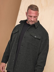 BadRhino Big & Tall Charcoal Grey Premium Button Down Shacket - Image 1 of 4