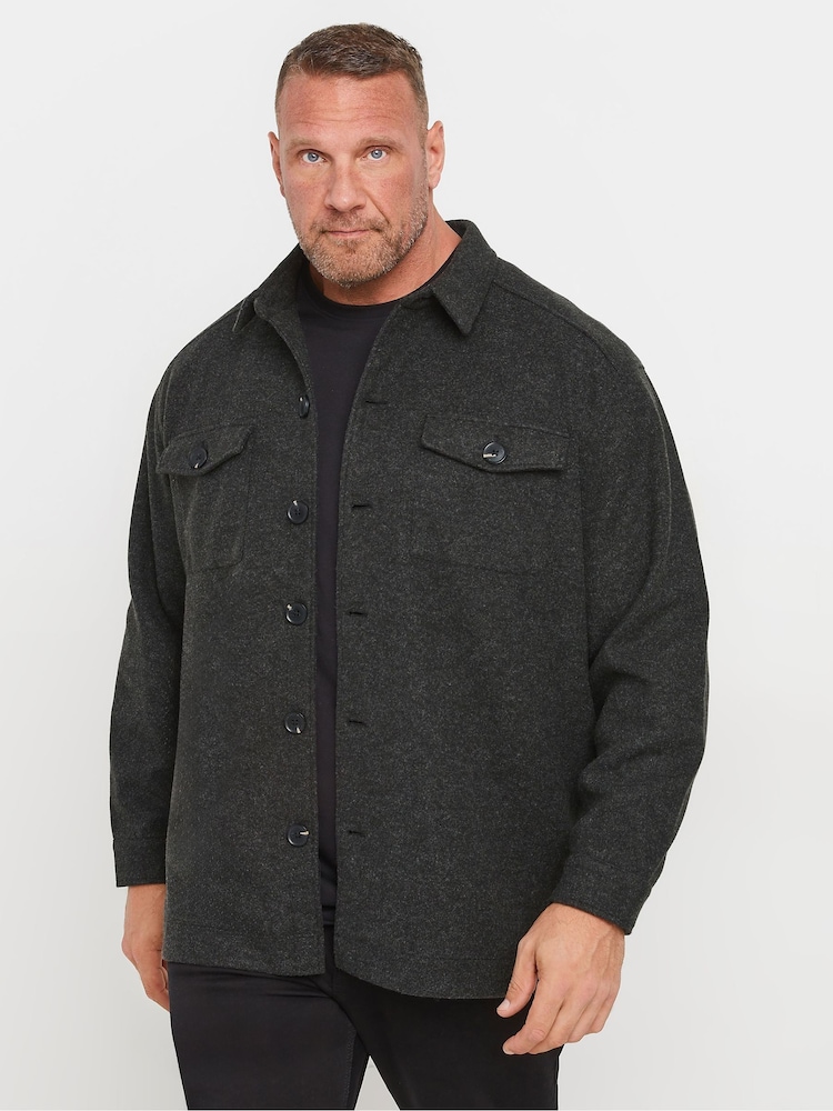 Темно-серый - BadRhino Big & Tall Premium Button Down Shacket - Изображение 2 из 4 Темно-серый - BadRhino Big & Tall Premium Button Down Shacket - Изображение 2 из 4