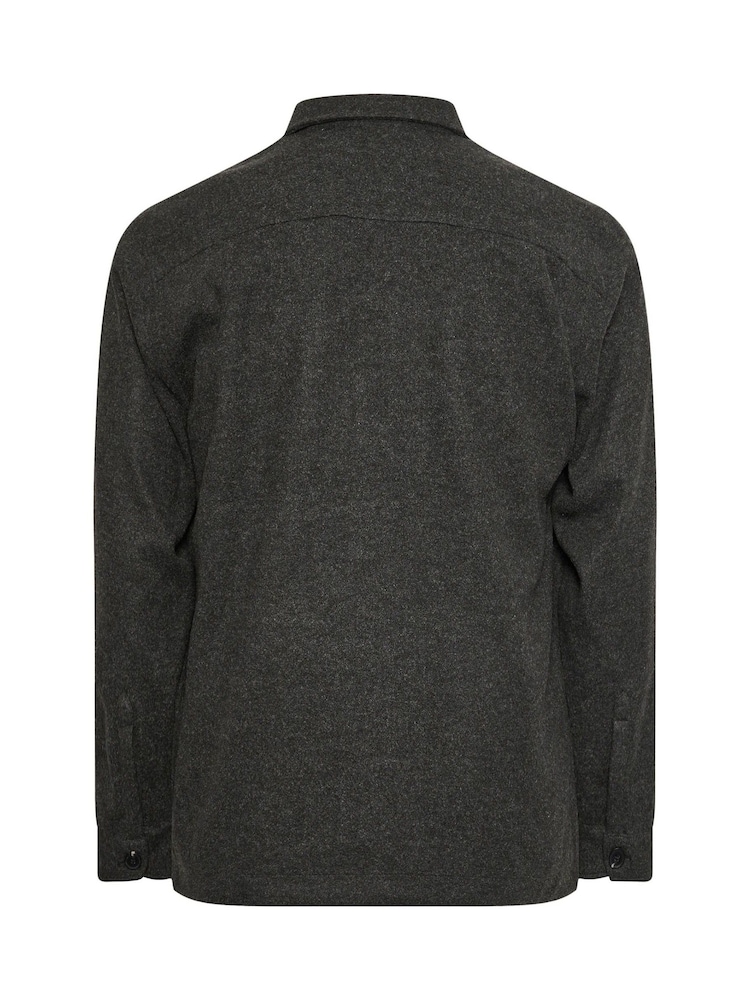 BadRhino Big & Tall Charcoal Grey Premium Button Down Shacket - Image 4 of 4