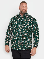 BadRhino Big & Tall Green Santa Christmas 100% Cotton Shirt - Image 1 of 3