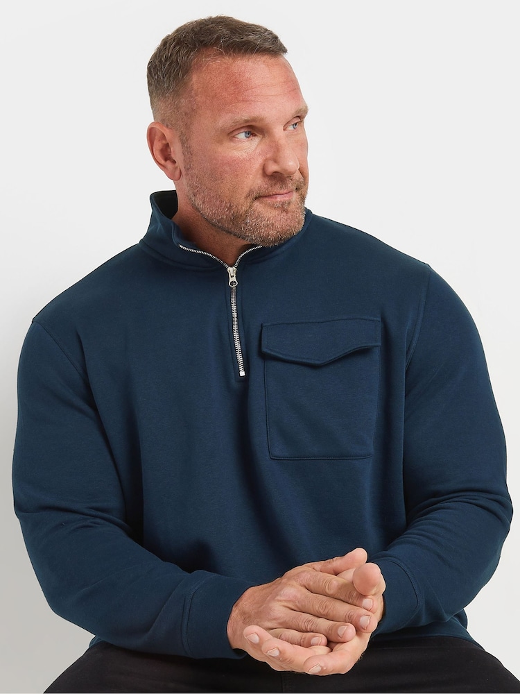 BadRhino Big & Tall Blue Half Zip Sweatshirt - Image 1 of 3