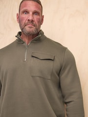 BadRhino Big & Tall Brown Half Zip Sweatshirt - Image 1 of 4
