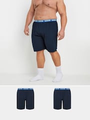 BadRhino Big & Tall Blue 100% Cotton Lounge Shorts 2 Pack - Image 1 of 7