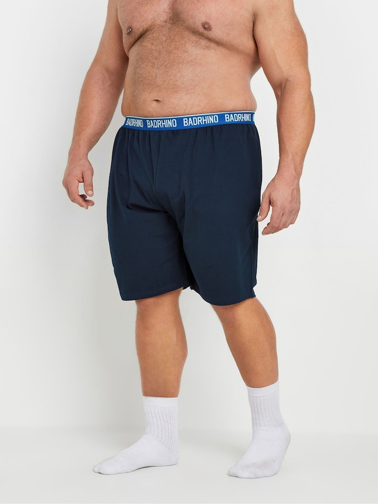 BadRhino Big & Tall Blue 100% Cotton Lounge Shorts 2 Pack - Image 2 of 7