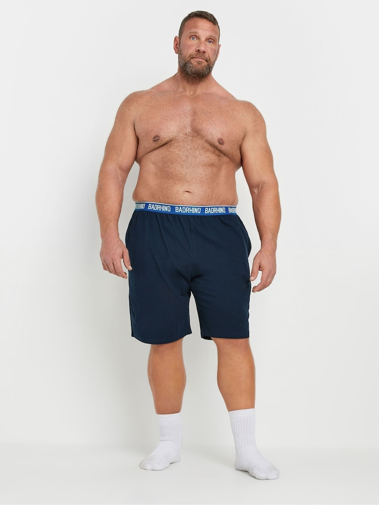 BadRhino Big & Tall Blue 100% Cotton Lounge Shorts 2 Pack - Image 3 of 7