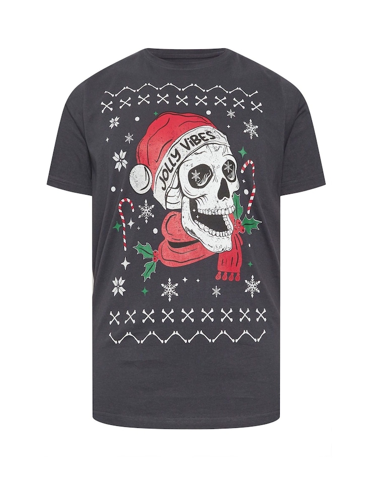 BadRhino Big & Tall Jolly Vibes Christmas 100% Cotton T-Shirt - Image 2 of 3