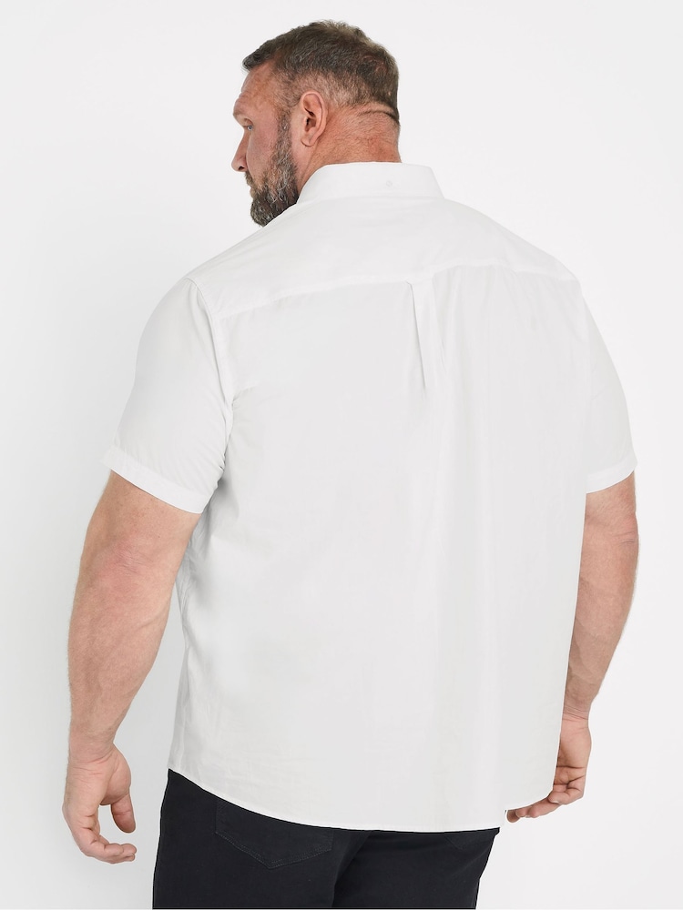 Белый - BadRhino Big & Tall Short Sleeve Poplin 100% Cotton Shirts 2 Pack - Image 2 of 7
