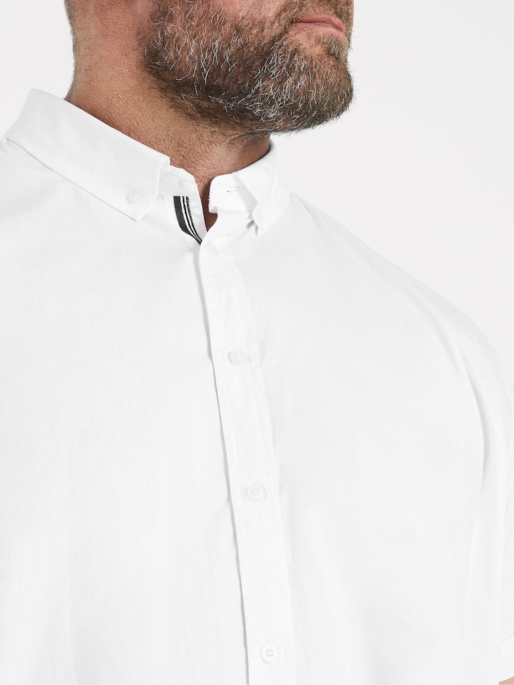 BadRhino Big & Tall White Short Sleeve Poplin 100% Cotton Shirts 2 Pack - Image 3 of 7