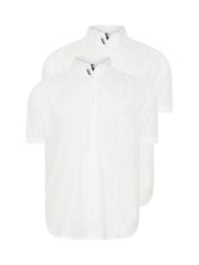Белый - BadRhino Big & Tall Short Sleeve Poplin 100% Cotton Shirts 2 Pack - Image 5 of 7