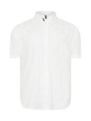 Белый - BadRhino Big & Tall Short Sleeve Poplin 100% Cotton Shirts 2 Pack - Image 6 of 7