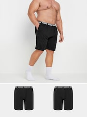 BadRhino Big & Tall Black 100% Cotton Lounge Shorts 2 Pack - Image 1 of 7