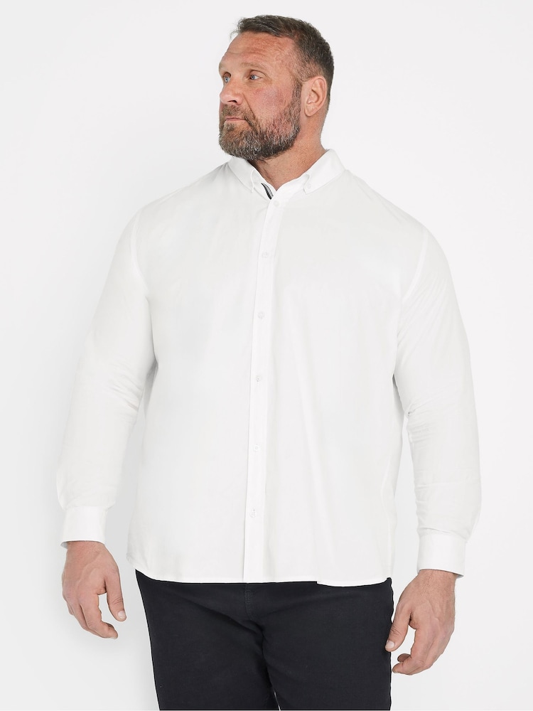 BadRhino Big & Tall White Long Sleeve Poplin 100% Cotton Shirts 2 Pack - Image 1 of 7