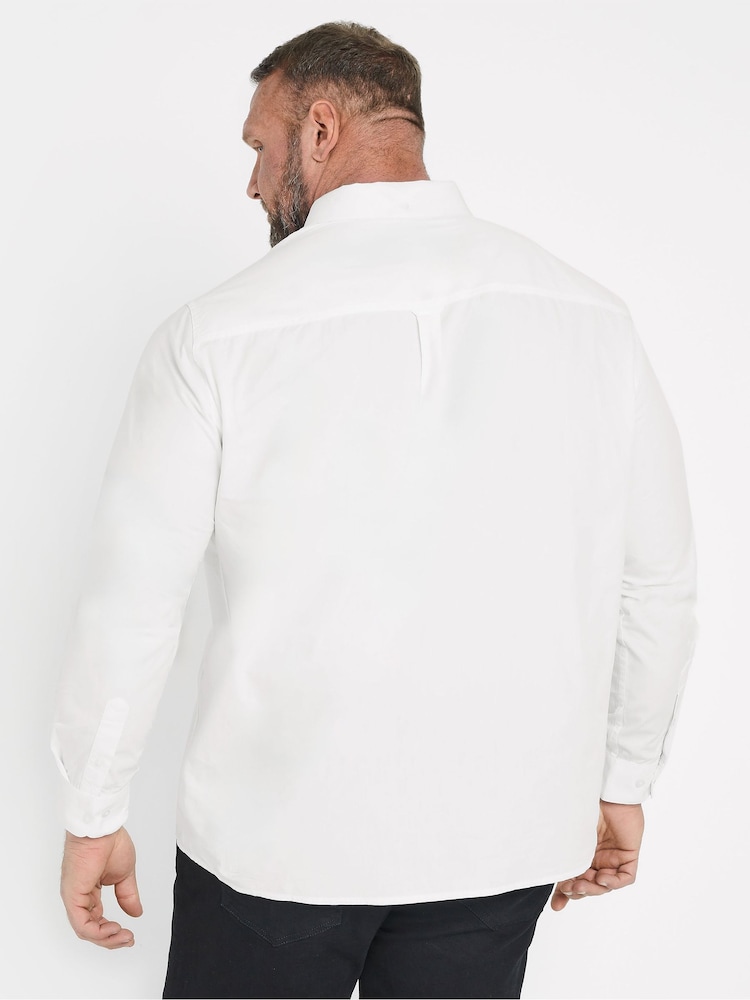 BadRhino Big & Tall White Long Sleeve Poplin 100% Cotton Shirts 2 Pack - Image 2 of 7