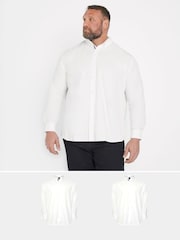 BadRhino Big & Tall White Long Sleeve Poplin 100% Cotton Shirts 2 Pack - Image 4 of 7