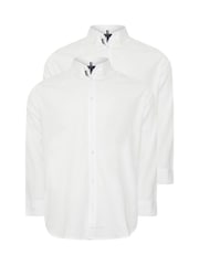 BadRhino Big & Tall White Long Sleeve Poplin 100% Cotton Shirts 2 Pack - Image 5 of 7