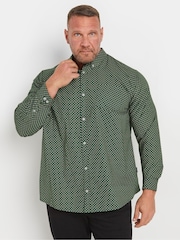 Зеленый - BadRhino Big & Tall Geometric Party 100% Cotton Shirt - Image 1 of 3
