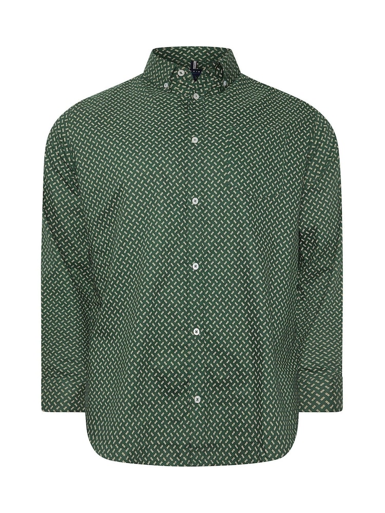 BadRhino Big & Tall Green Geometric Party 100% Cotton Shirt - Image 2 of 3 BadRhino Big & Tall Green Geometric Party 100% Cotton Shirt - Image 2 of 3