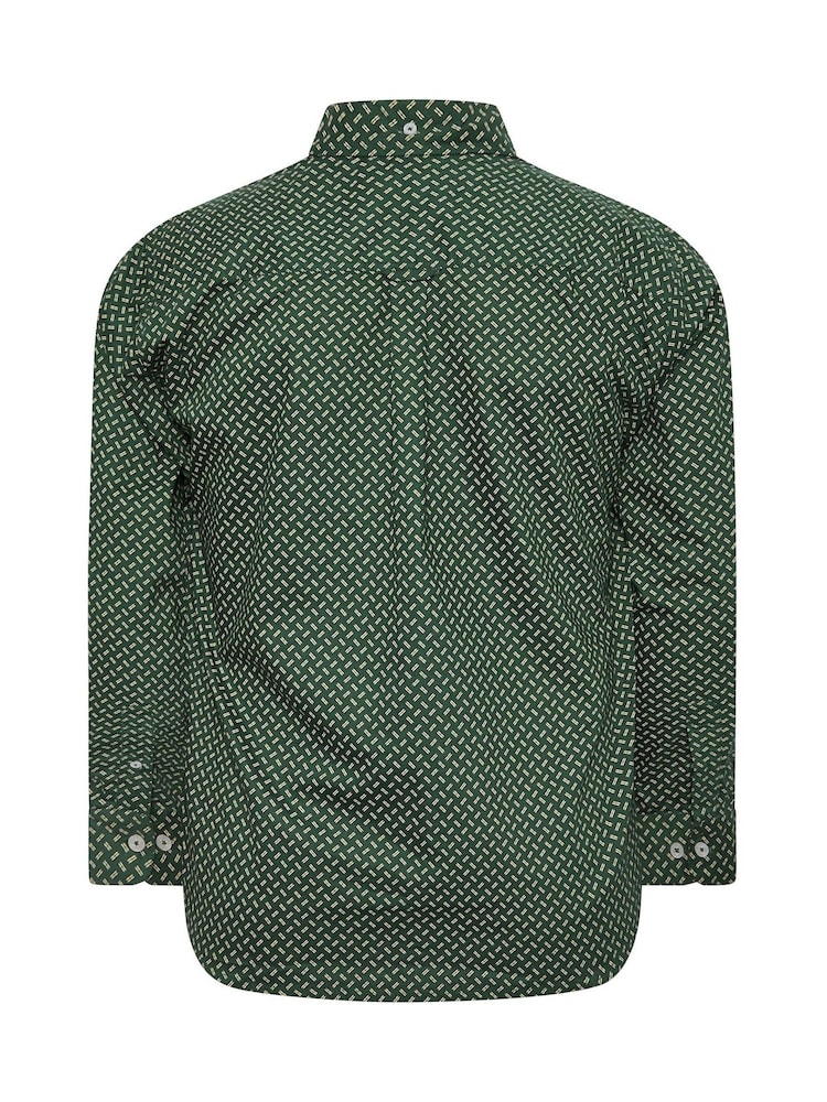 Зеленый - BadRhino Big & Tall Geometric Party 100% Cotton Shirt - Image 3 of 3
