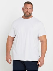 BadRhino Big & Tall White & Navy Blue Lounge 100% Cotton Shorts & T-Shirt Set - Image 2 of 7