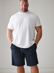 BadRhino Big & Tall White & Navy Blue Lounge 100% Cotton Shorts & T-Shirt Set - Image 3 of 7