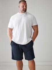 BadRhino Big & Tall White & Navy Blue Lounge 100% Cotton Shorts & T-Shirt Set - Image 4 of 7