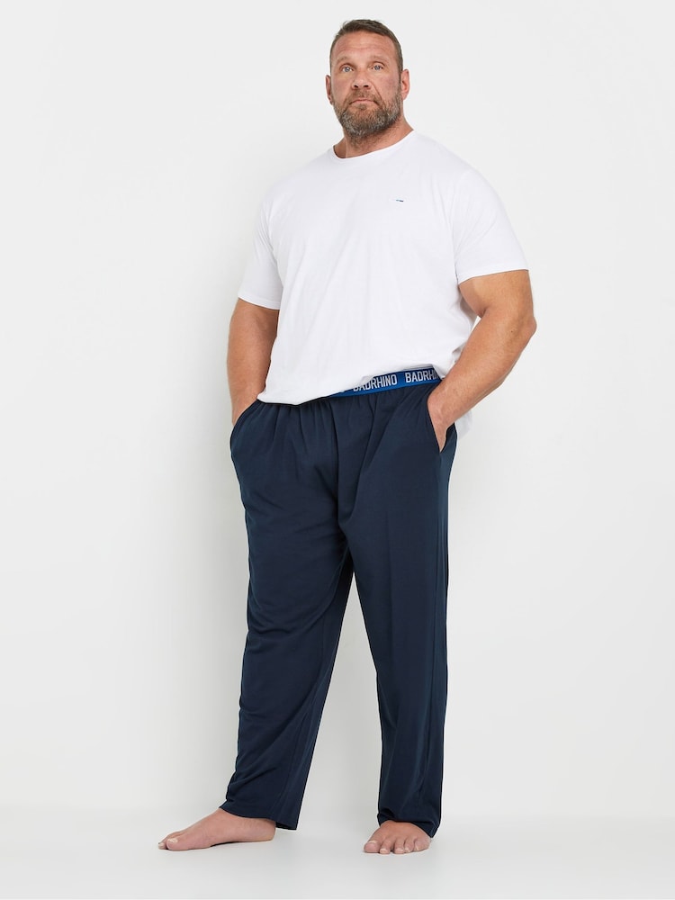 BadRhino Big & Tall Blue 100% Cotton Lounge Trousers 2 Pack - Image 3 of 6