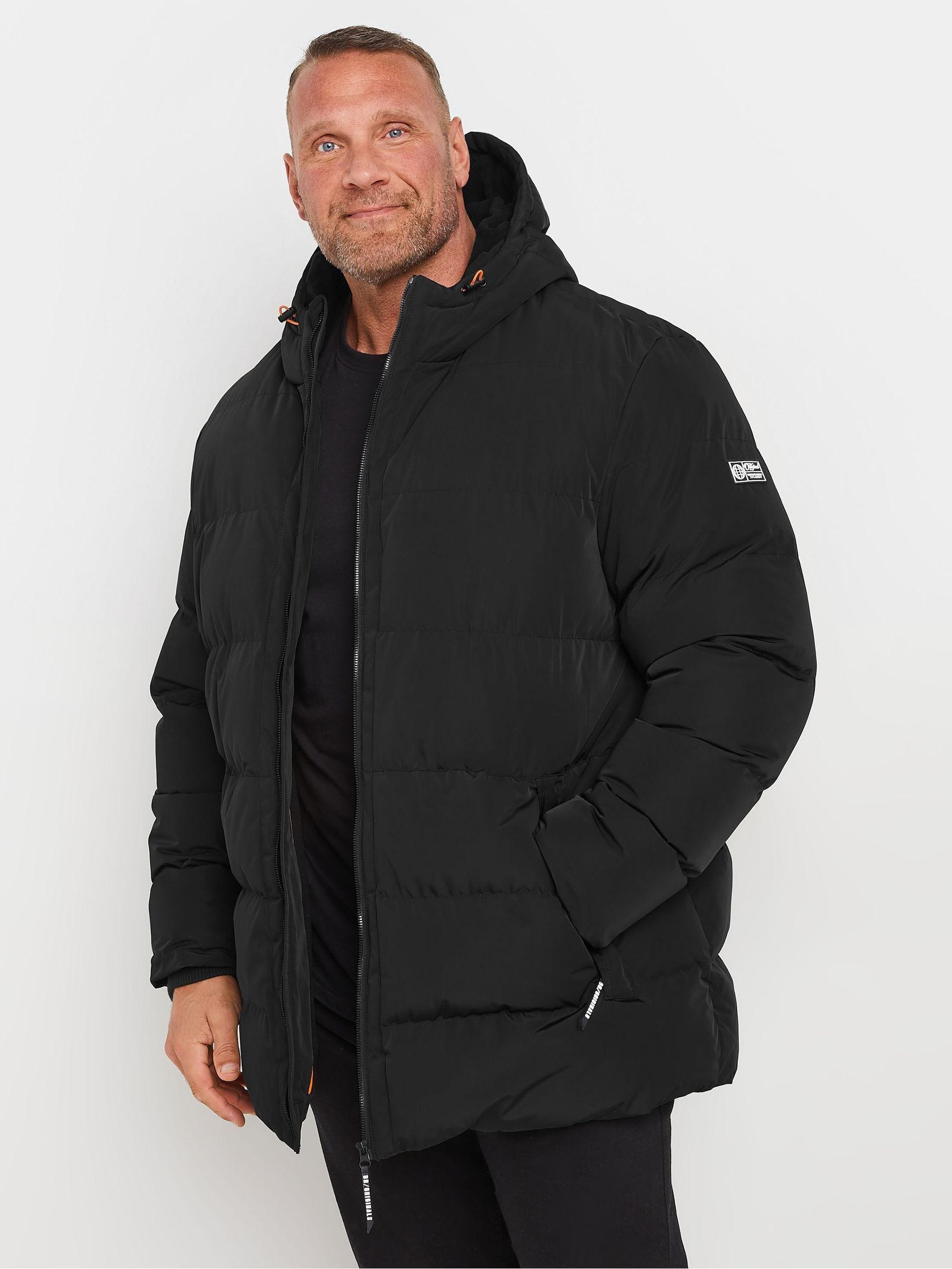 Tall black puffer jacket clearance