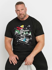 BadRhino Big & Tall Black 100% Cotton Skeleton Christmas T-Shirt - Image 1 of 3