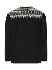 BadRhino Big & Tall Black Crewneck Fairisle Jumper - Image 3 of 3