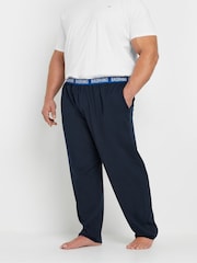 BadRhino Big & Tall White/Navy Blue 100% Cotton T-Shirt and Lounge Trousers Set - Image 2 of 5
