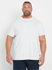 BadRhino Big & Tall White/Navy Blue 100% Cotton T-Shirt and Lounge Trousers Set - Image 3 of 5