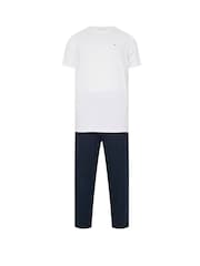 BadRhino Big & Tall White/Navy Blue 100% Cotton T-Shirt and Lounge Trousers Set - Image 4 of 5