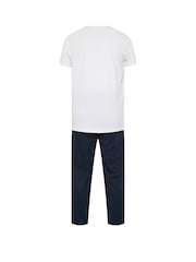 BadRhino Big & Tall White/Navy Blue 100% Cotton T-Shirt and Lounge Trousers Set - Image 5 of 5