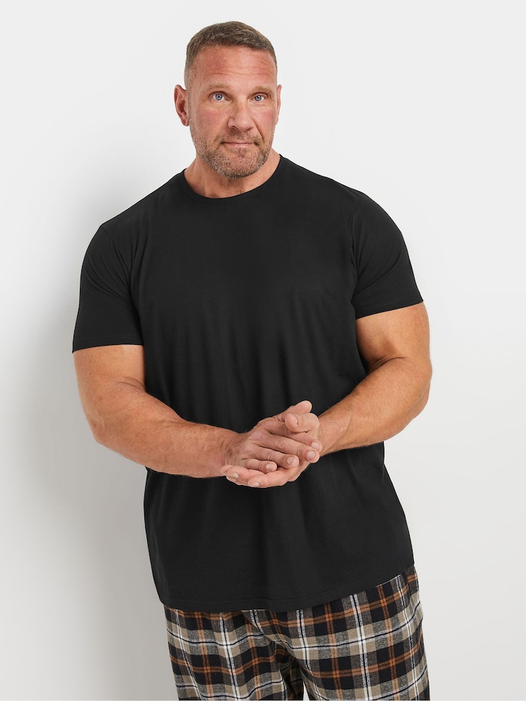 BadRhino Big & Tall Black 100% Cotton Checked Pyjama Bottom Set - Image 2 of 5